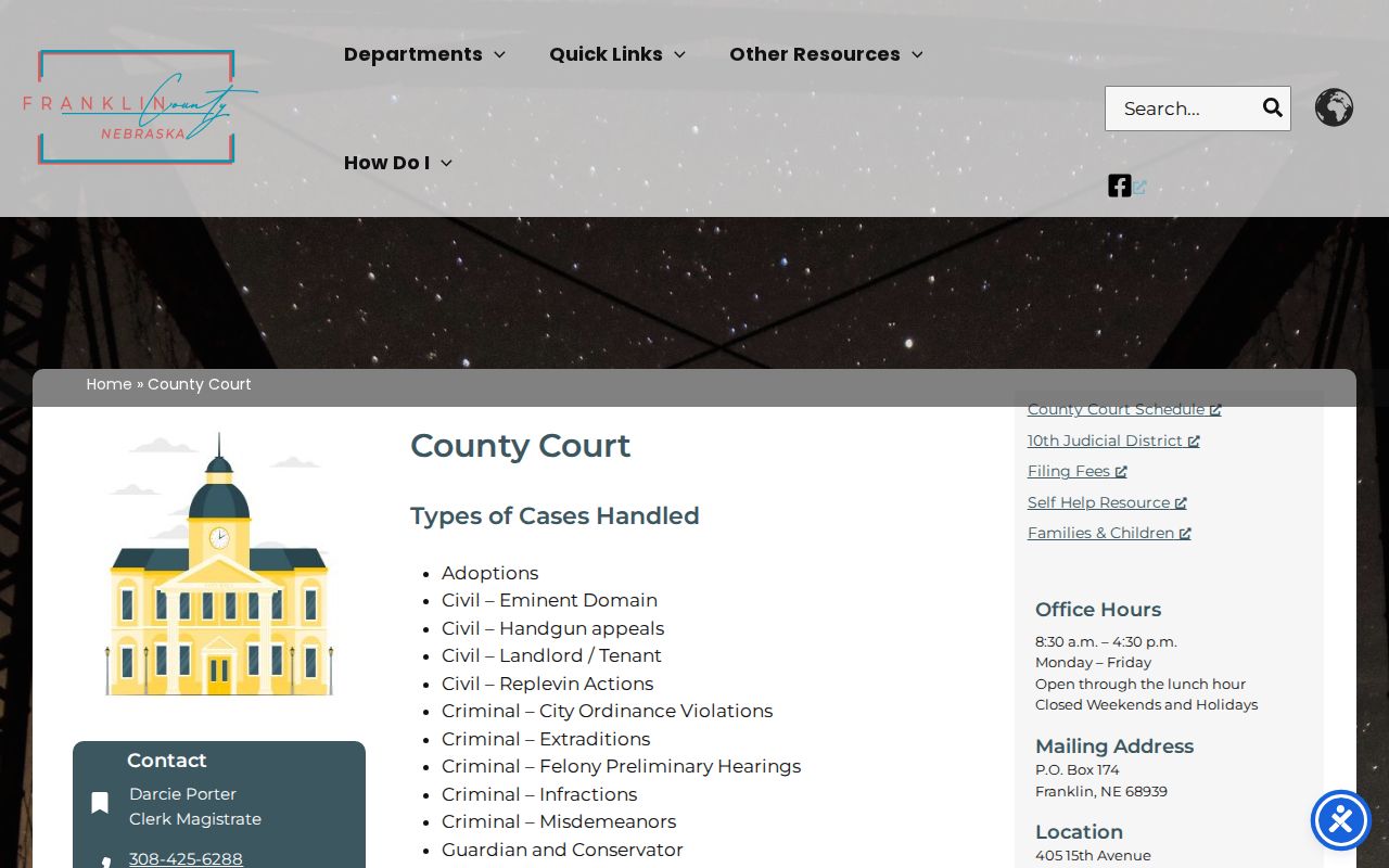 Franklin County bench warrant lookup, County Court contact