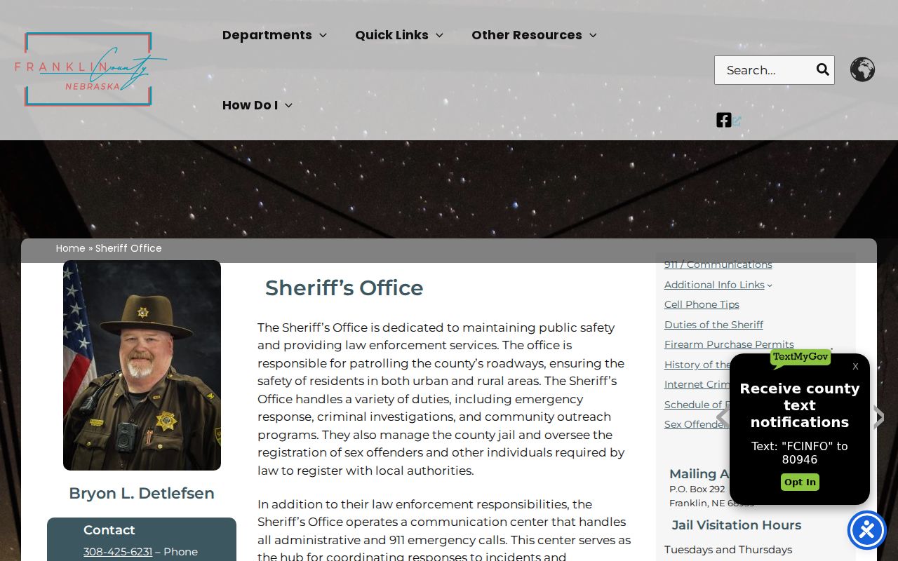 Franklin County active warrant search, sheriff office contact